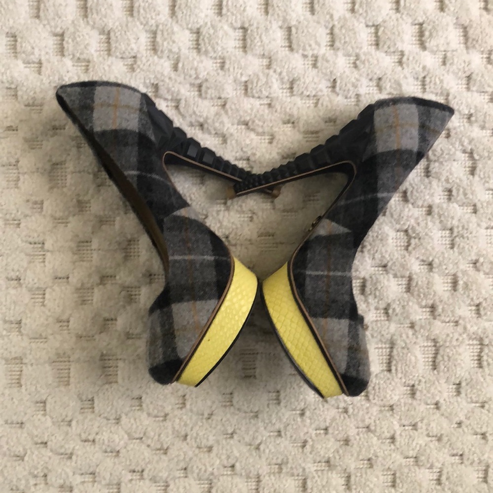 RACHEL Plaid wool high heels